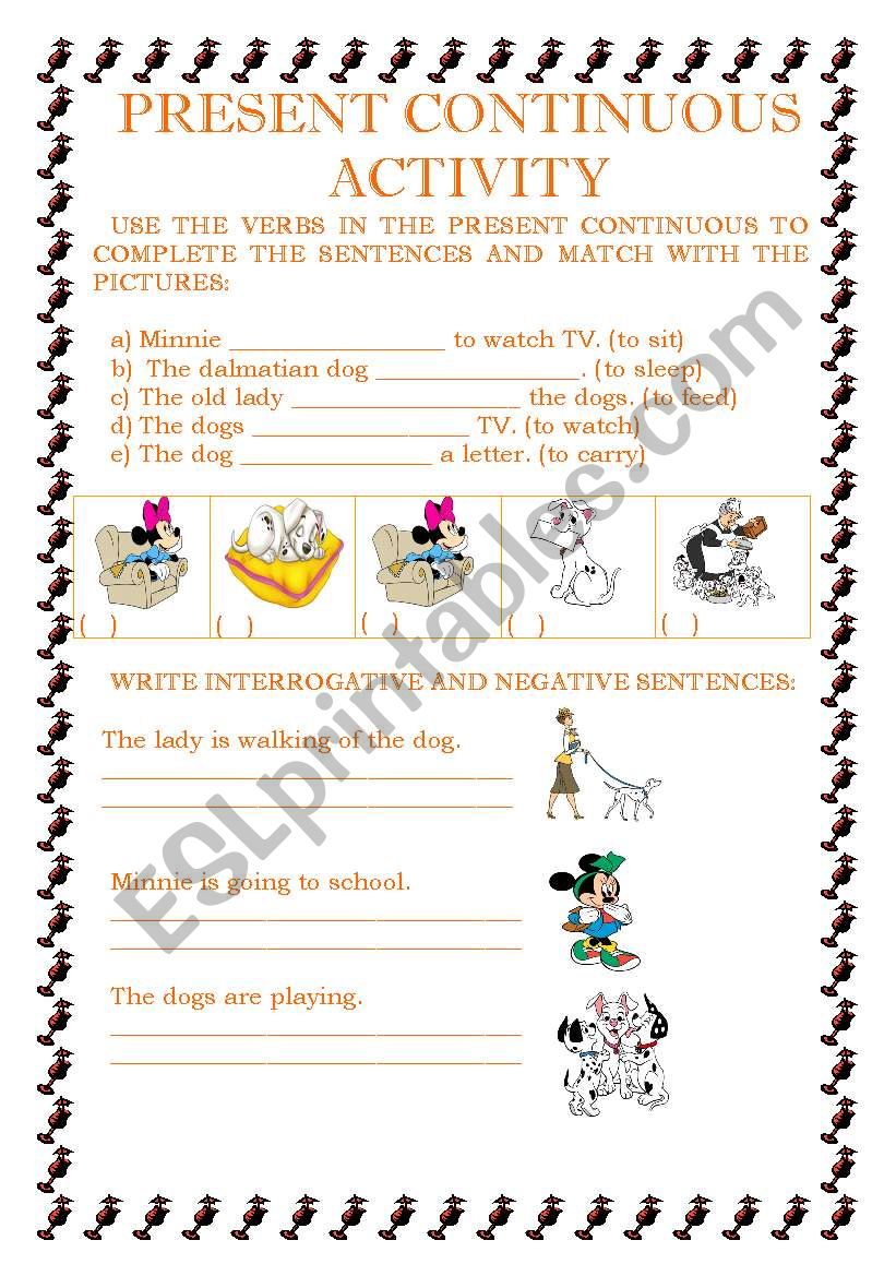 PRESENT CONTINUOUS ACTIVITY worksheet