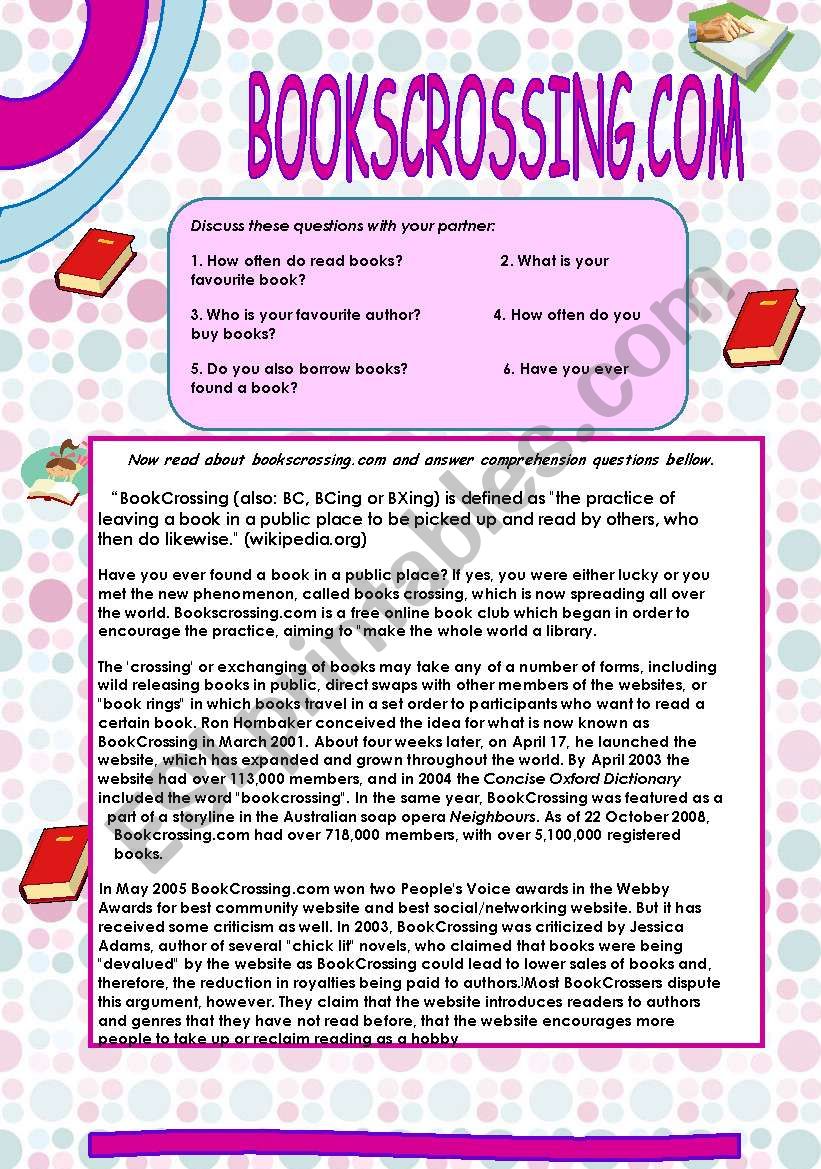 Bookscrossing.com worksheet