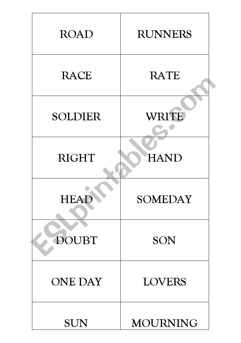 Lovers in Japan game worksheet