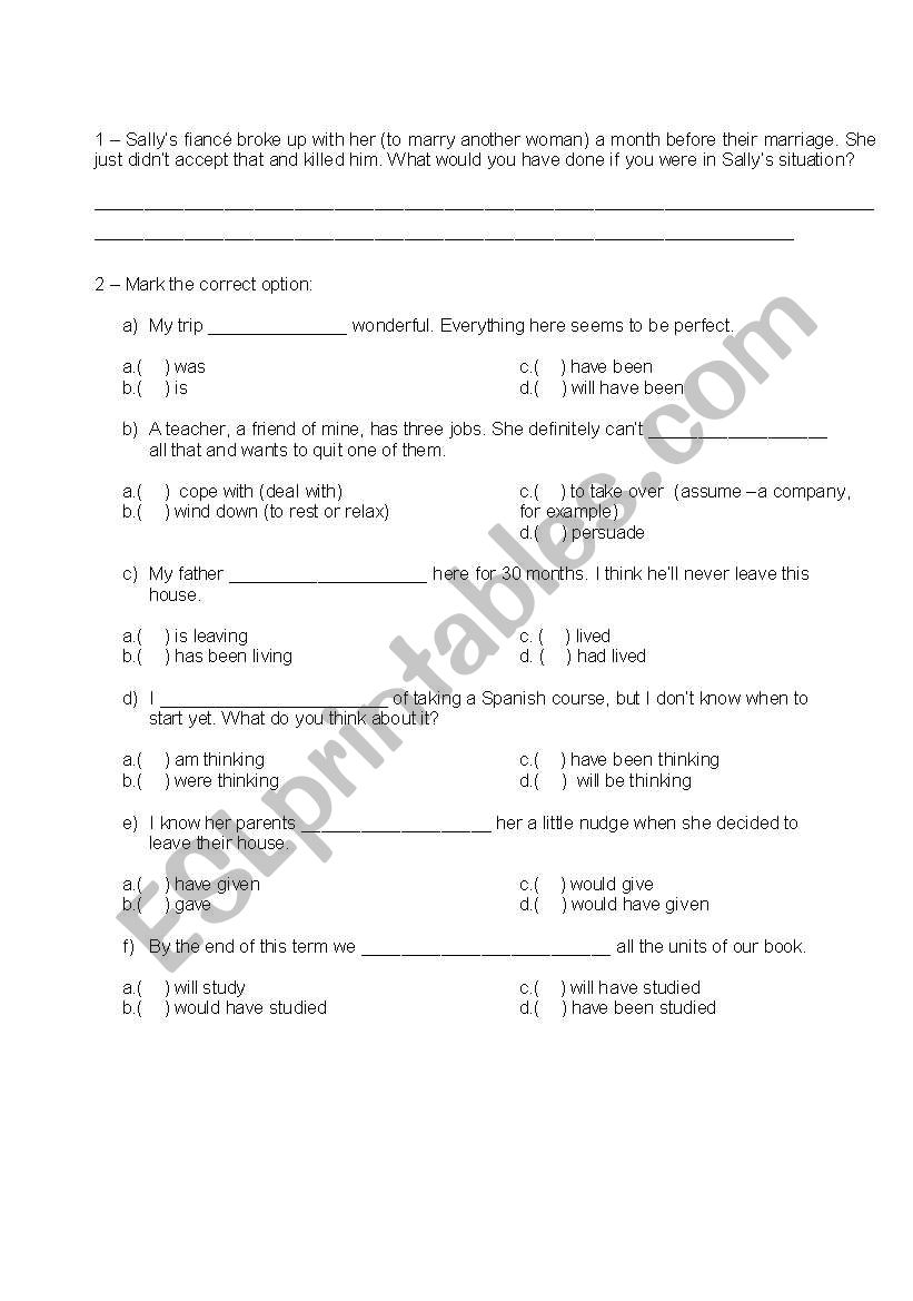 grammar exercises worksheet