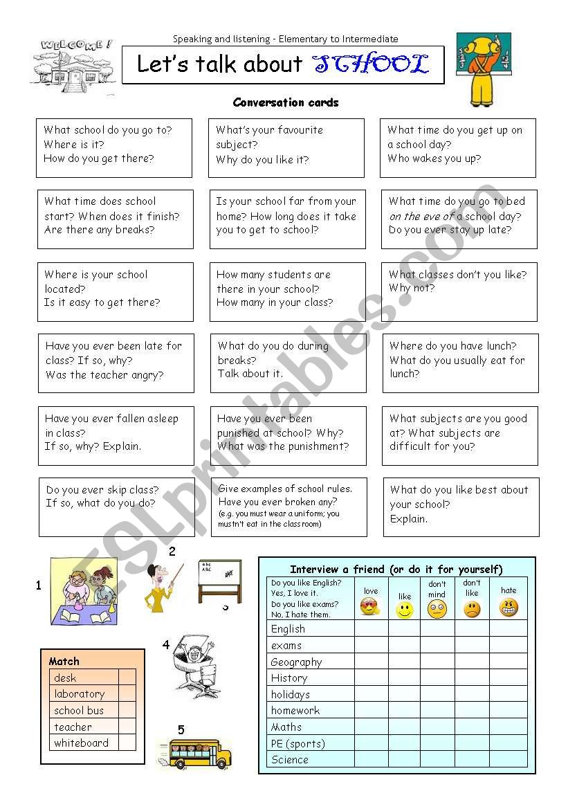 LetÂ´s talk about SCHOOL worksheet