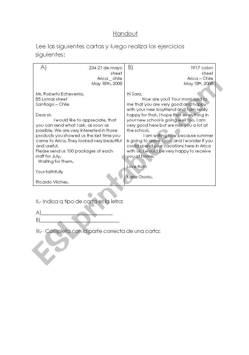 formal and informal letter worksheet