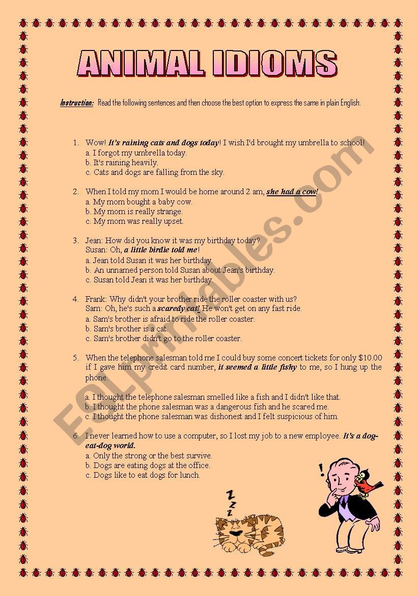 ANIMAL IDIOMS worksheet