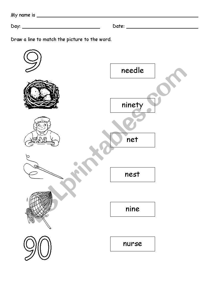 Letter N worksheet