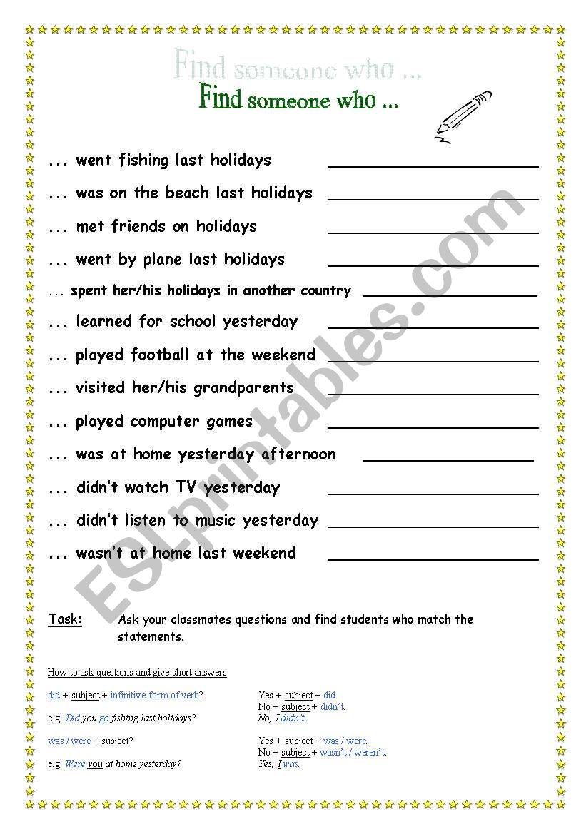 Speaking activity  worksheet