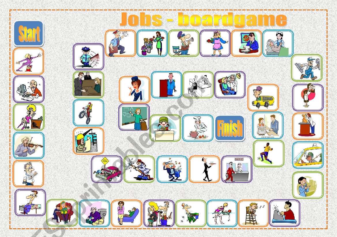 Jobs - boardgame worksheet