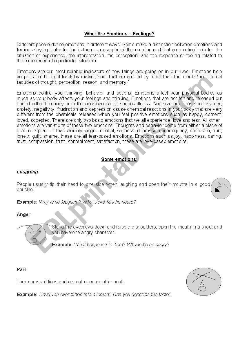 Emotions  worksheet