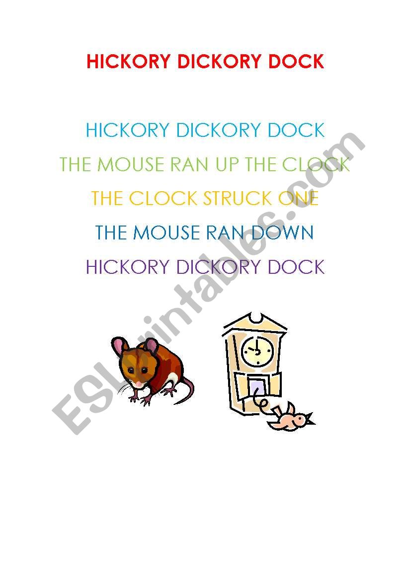 Hickory Dickory Dock worksheet