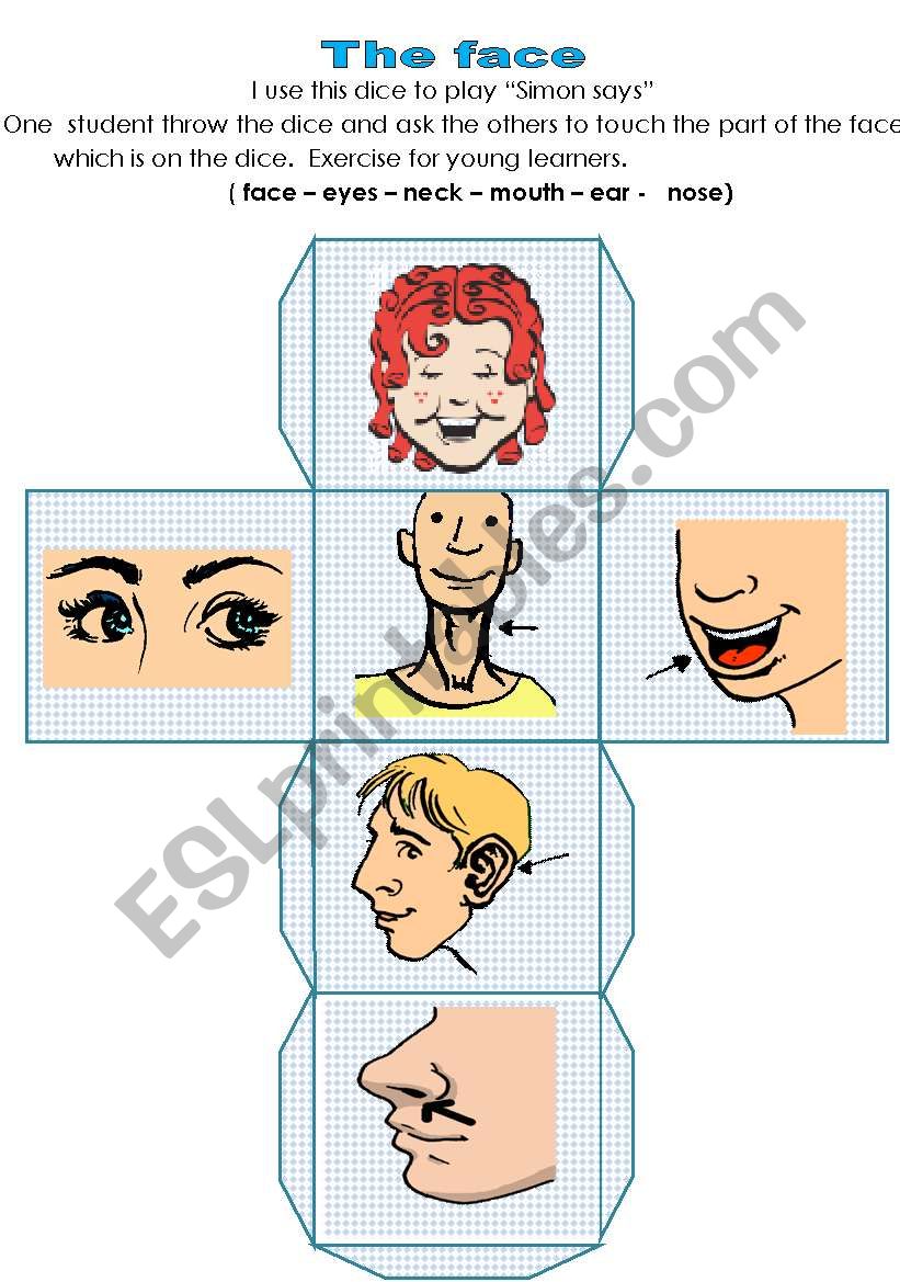 The face dice worksheet