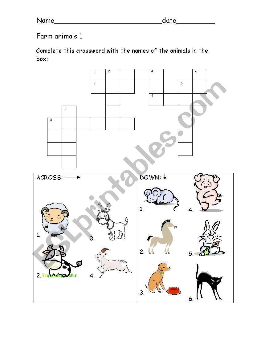 Farm animals 1 worksheet