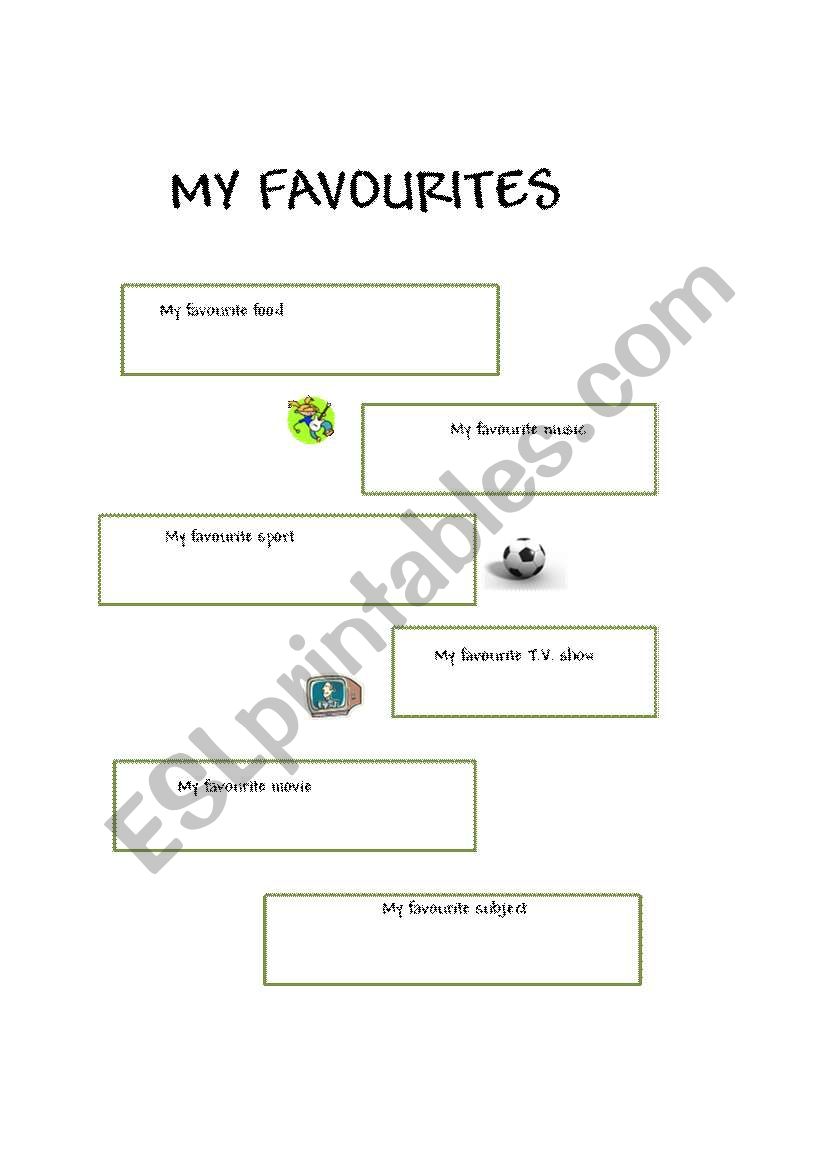 My Favourite Things worksheet