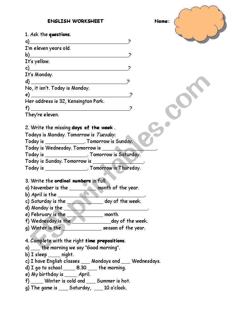 Elementary revision worksheet worksheet