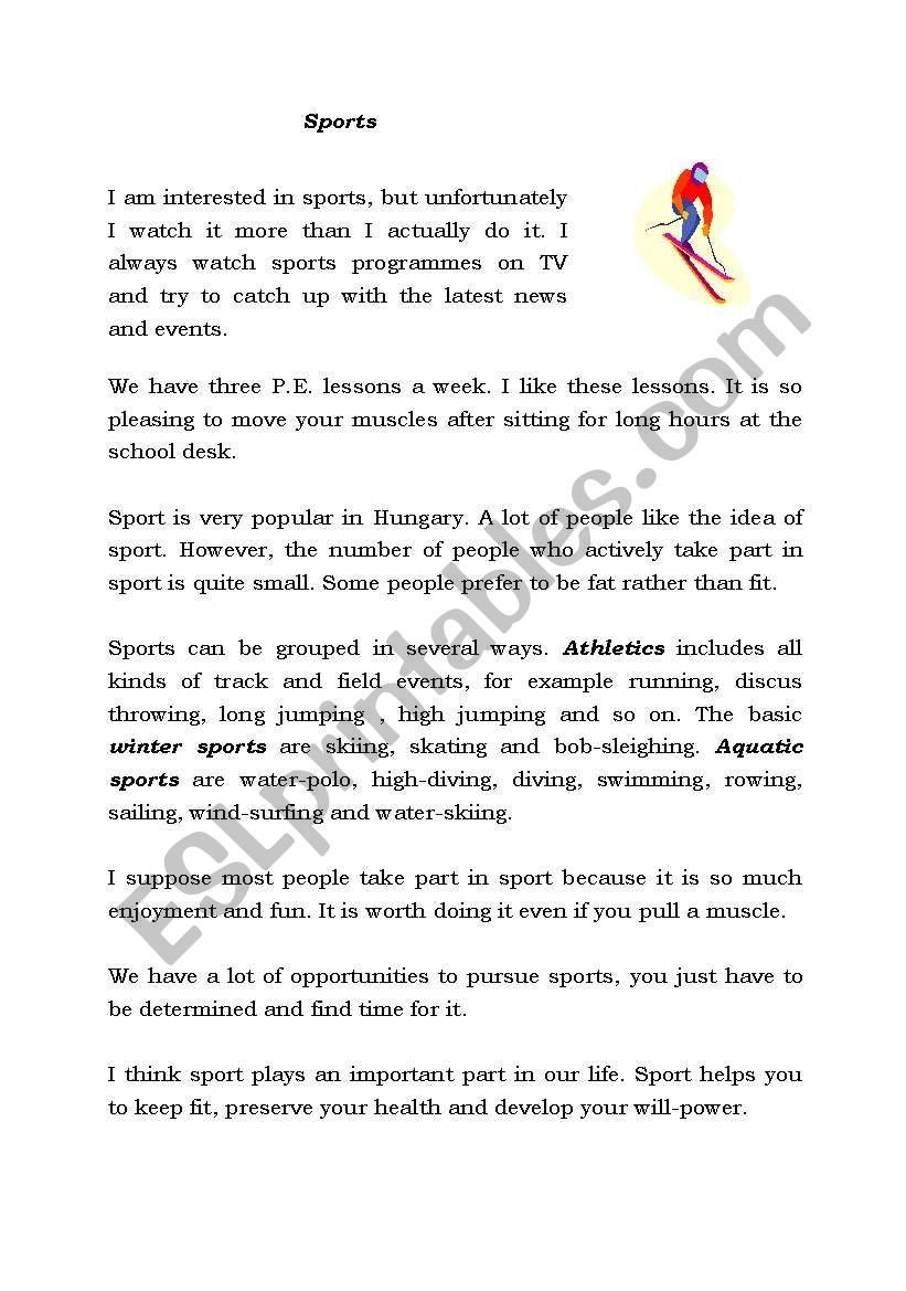 Sports worksheet