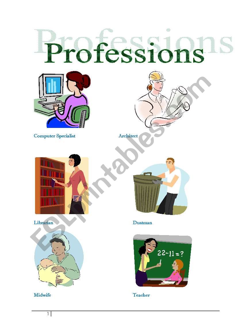 Professions worksheet