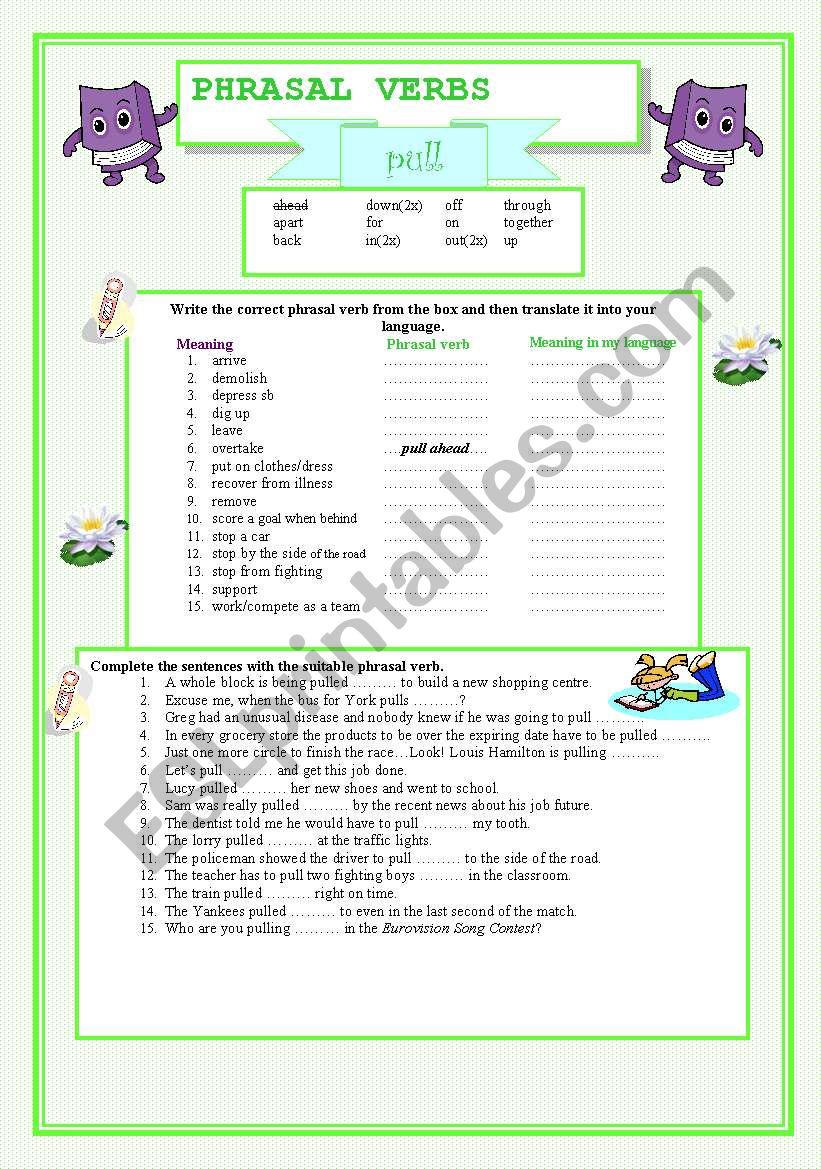Phrasal verbs - PULL worksheet