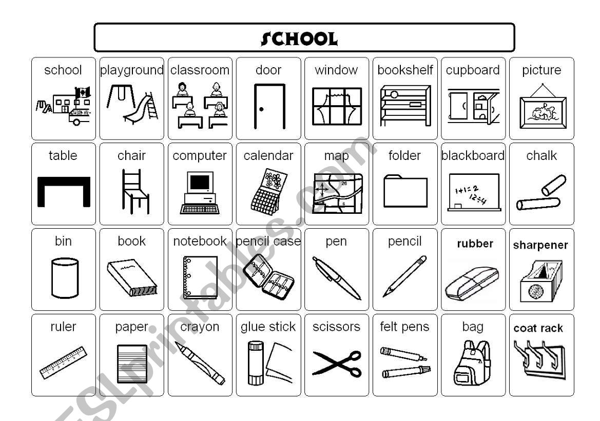 school vocabulary worksheet