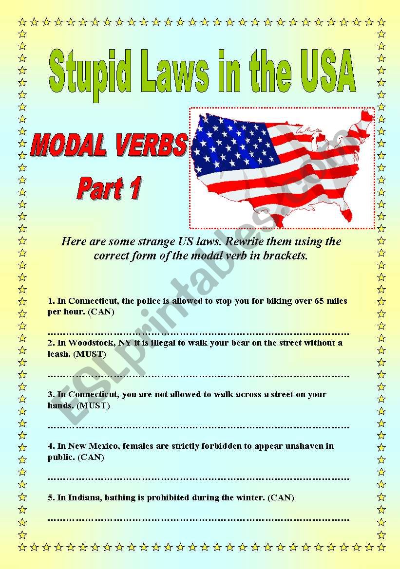 Stupid laws in the USA - modal verbs part 1