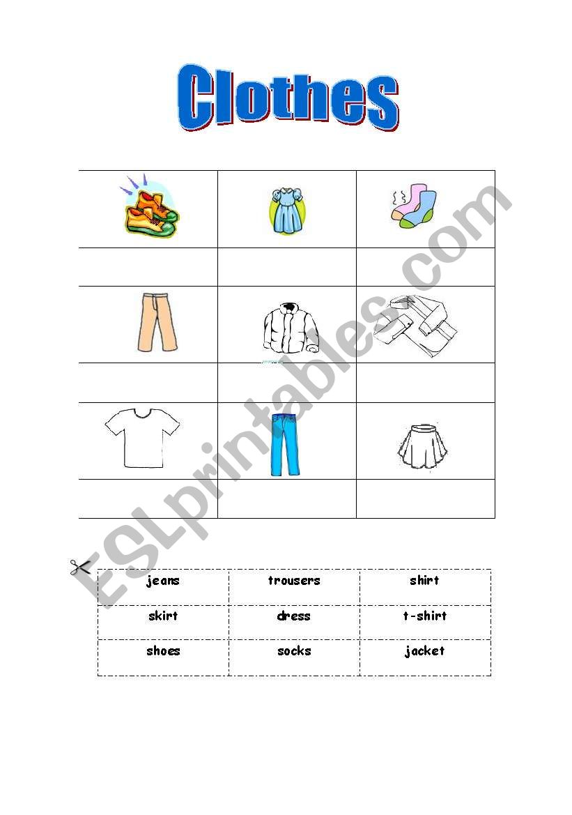 clothes worksheet