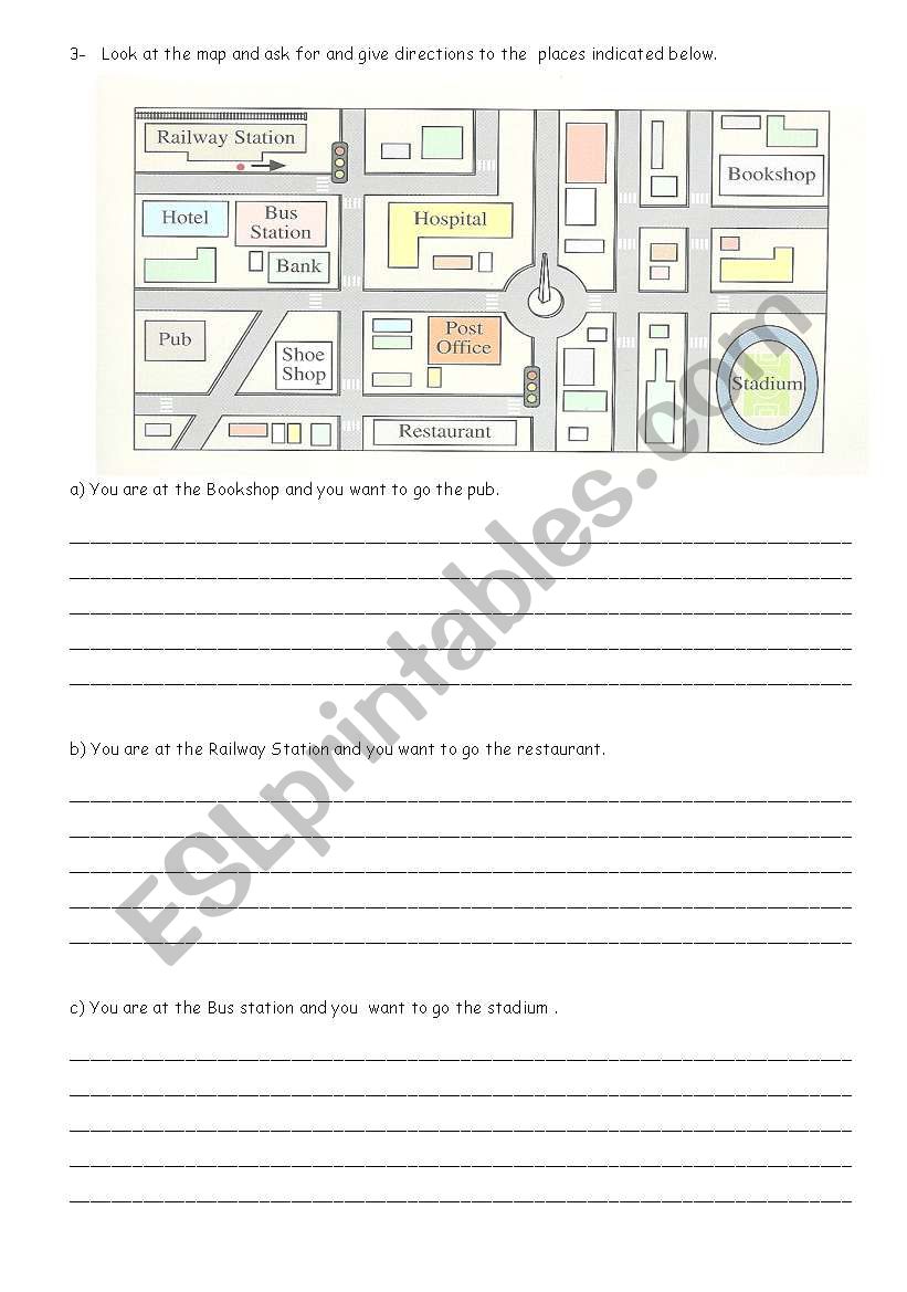 Test giving directions part 2 worksheet