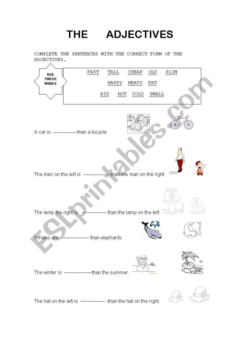 THE ADJECTIVES worksheet