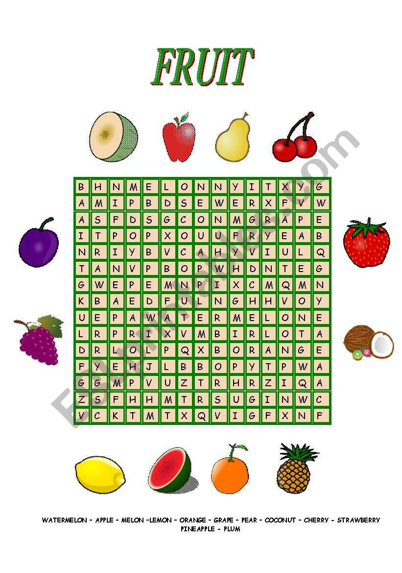 FRUIT worksheet