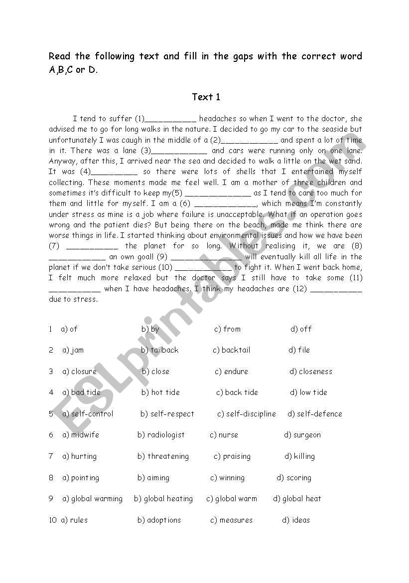 Cloze test for Upper-Intermediates