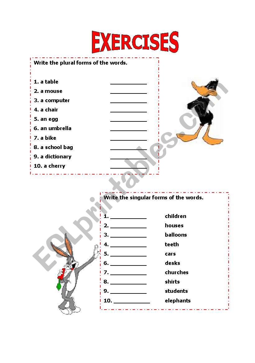 excercises on numbers worksheet