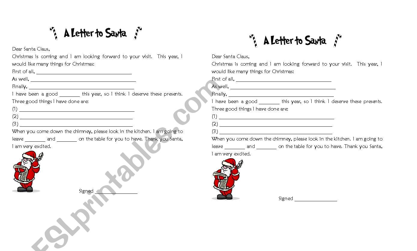 dear santa worksheet