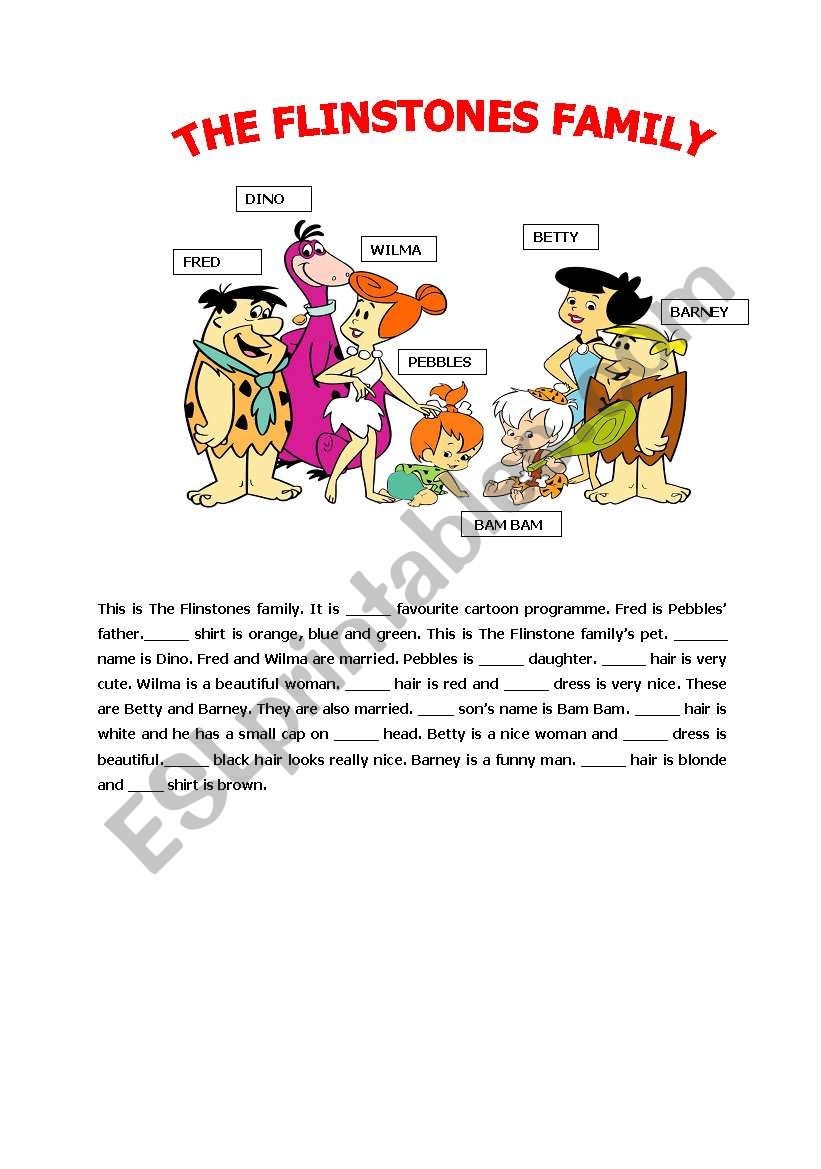 THE FLINSTONES FAMILY worksheet