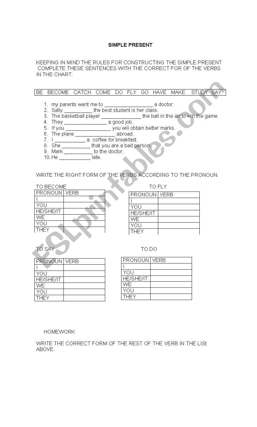 simple present worksheet