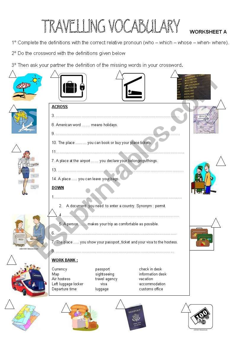 travelling vocabulary and relative pronouns