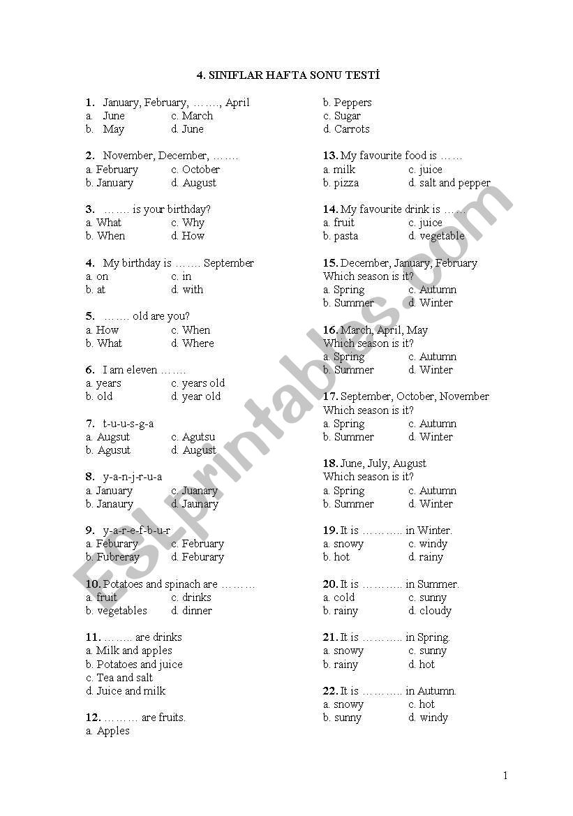 Revision worksheet