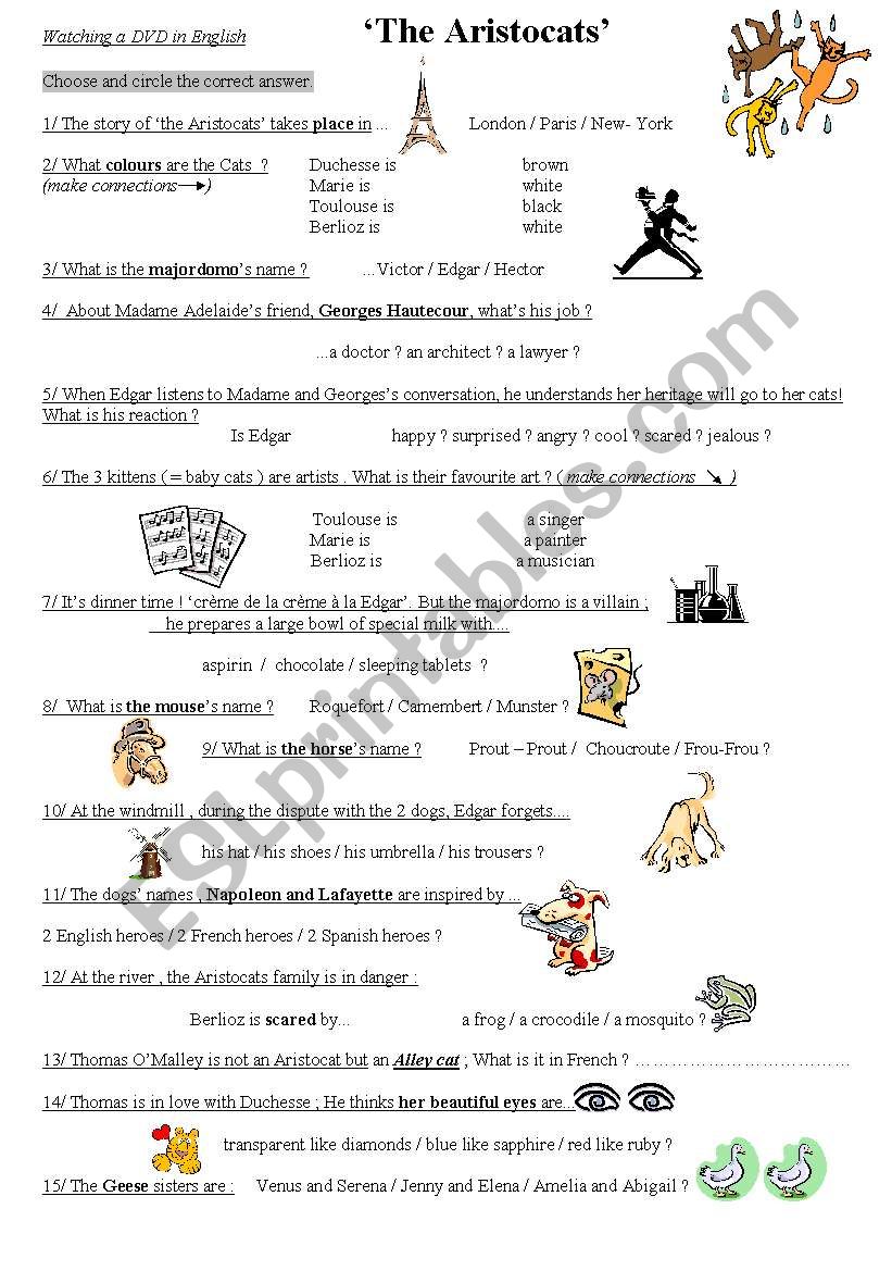  The Aristocats  worksheet