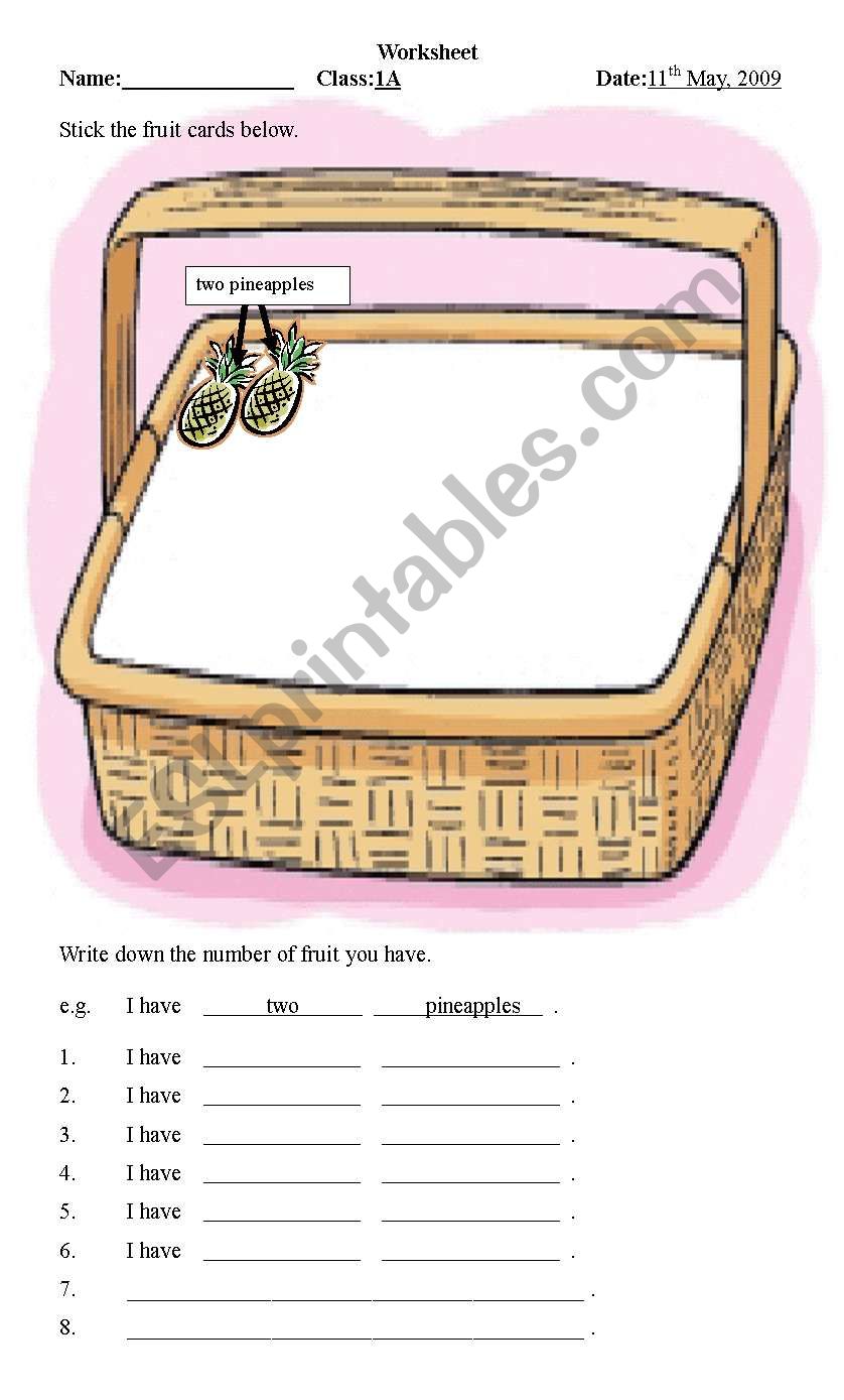 fruits worksheet