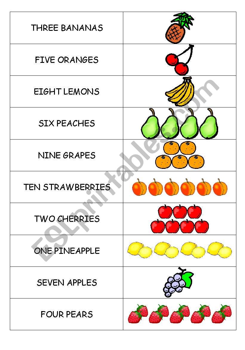 Fruit dominoes worksheet