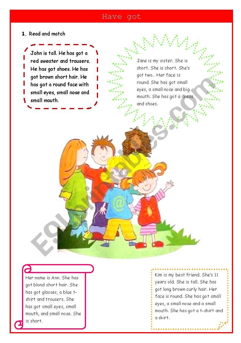 Describing People + Have got worksheet