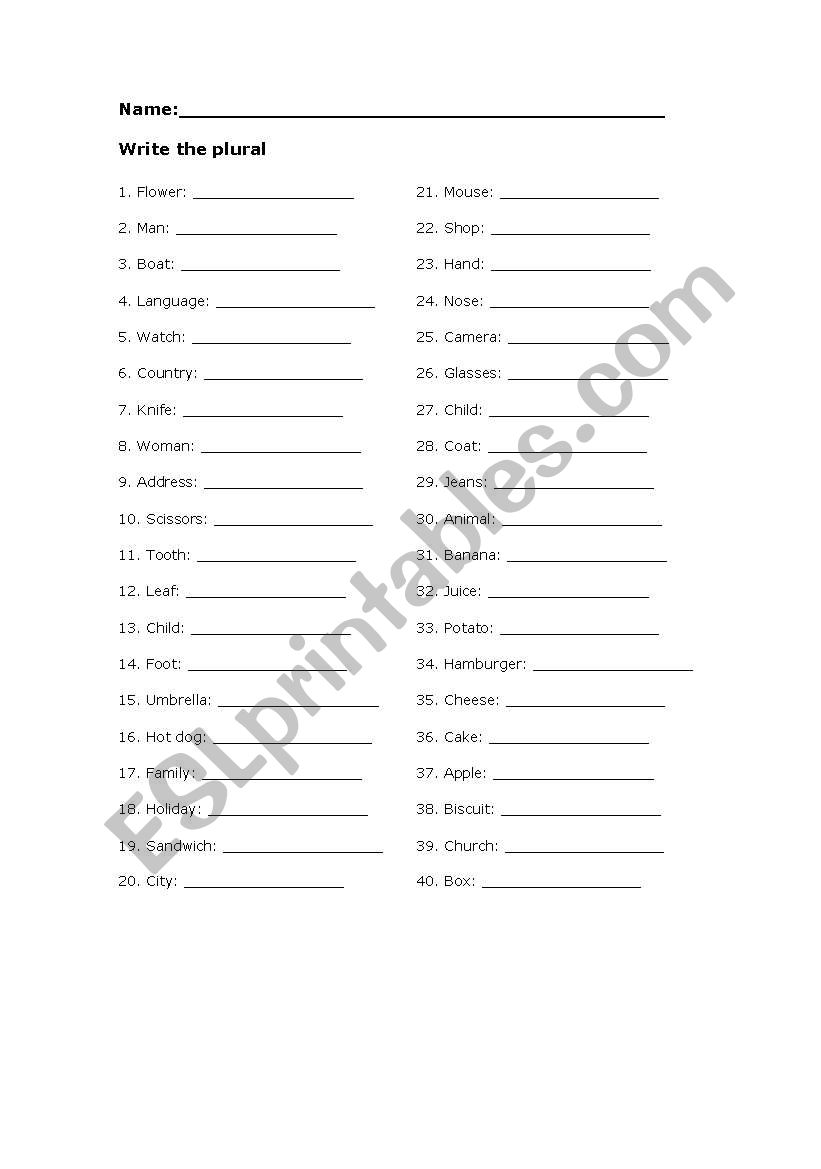 VOCABULARY_PLURALS worksheet