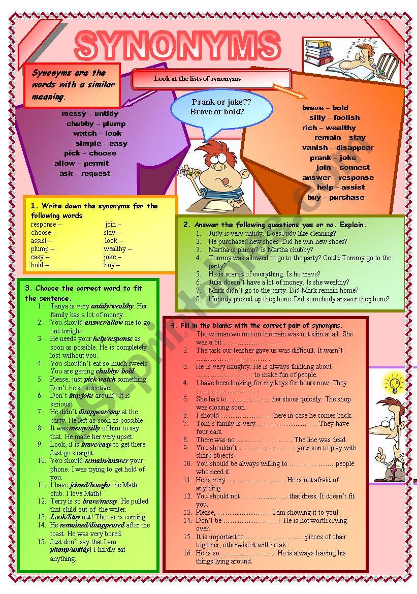 SYNONYMS worksheet