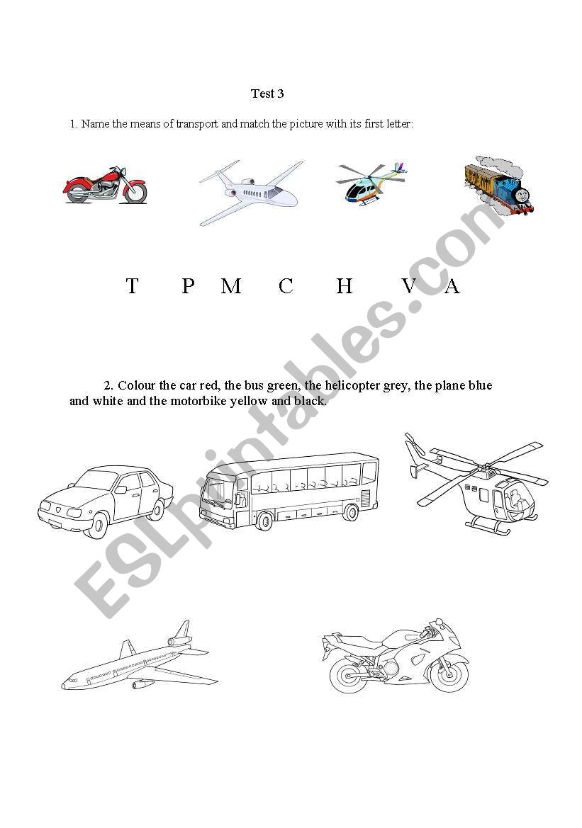 transportation worksheet