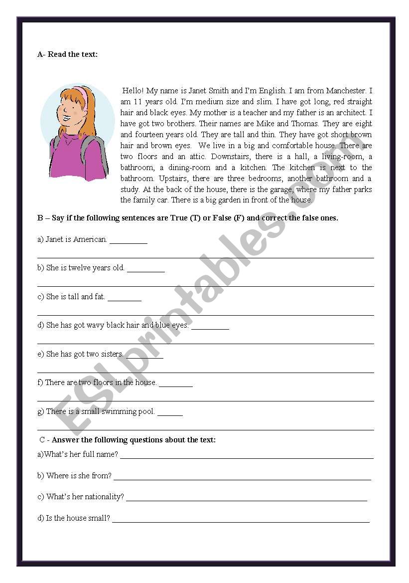 Janet Smith worksheet