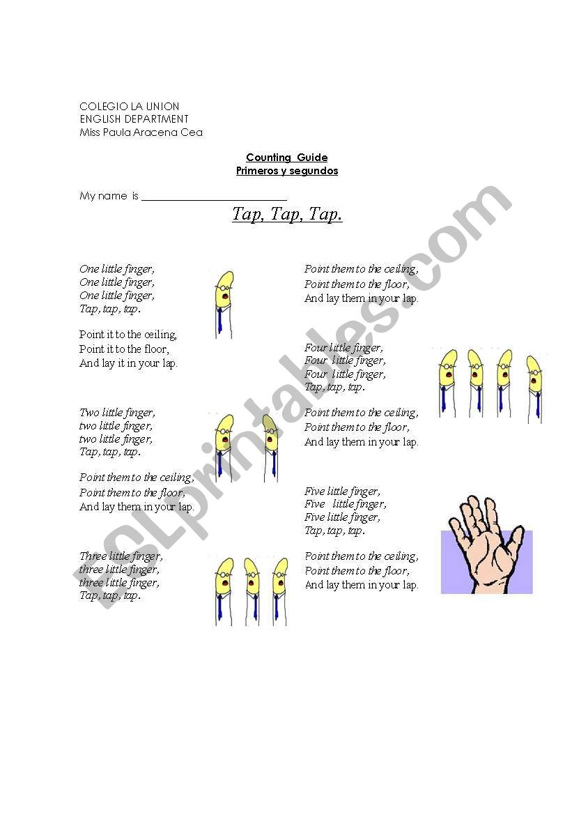 counting -one little finger worksheet