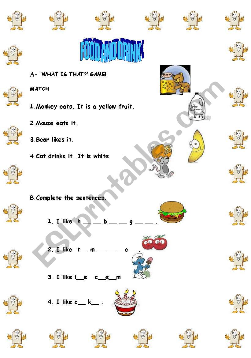 food and drink worksheet