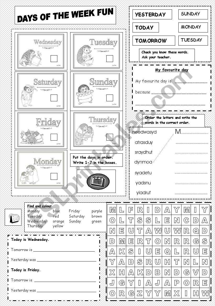 Days of the Week Fun worksheet