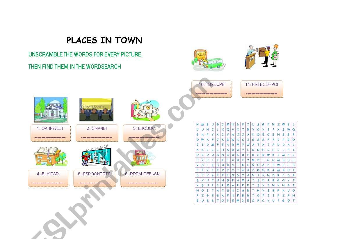 Places in town worksheet