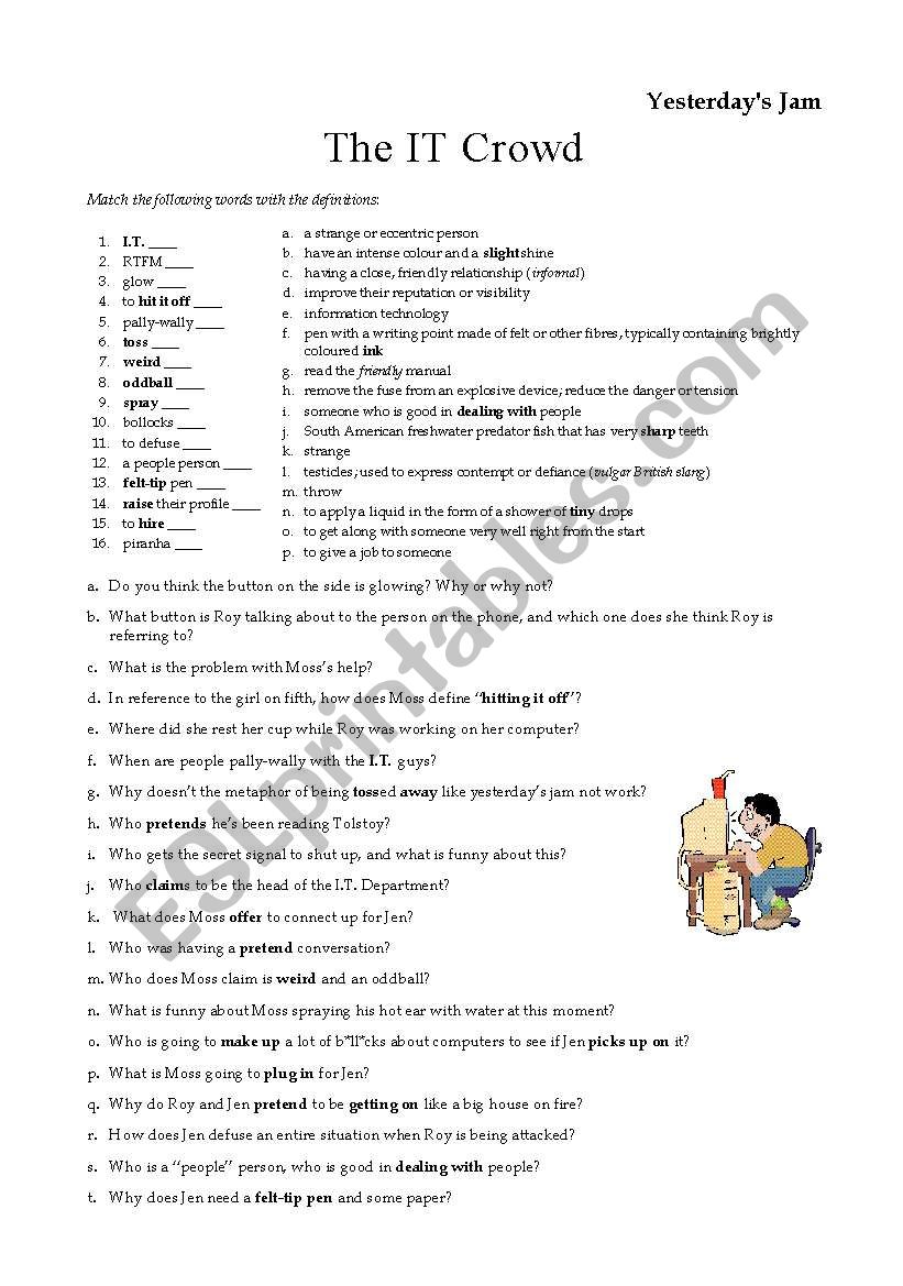 IT Crowd - Yesterdayâ€™s Jam worksheet