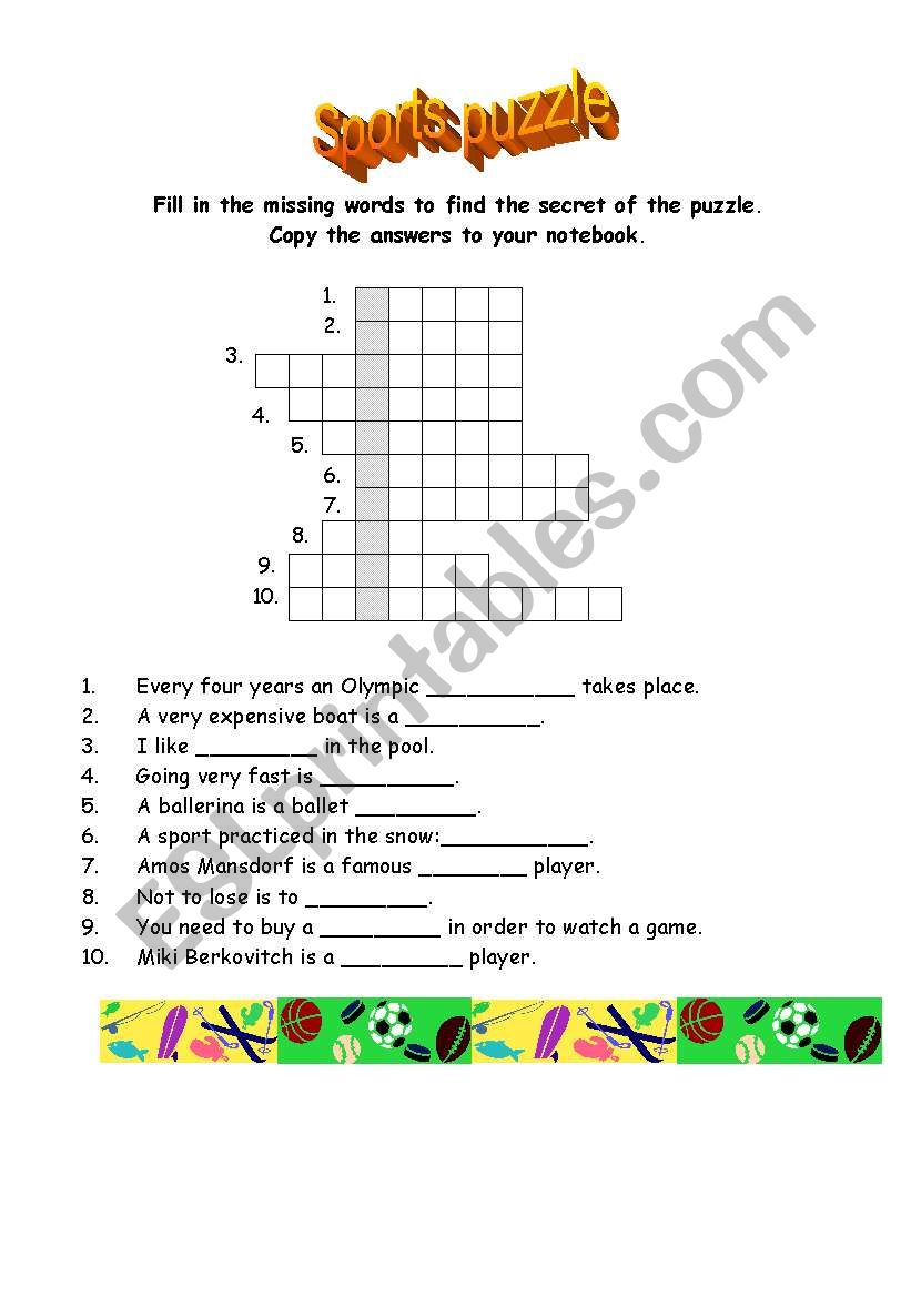 SPORTS PUZZLE worksheet