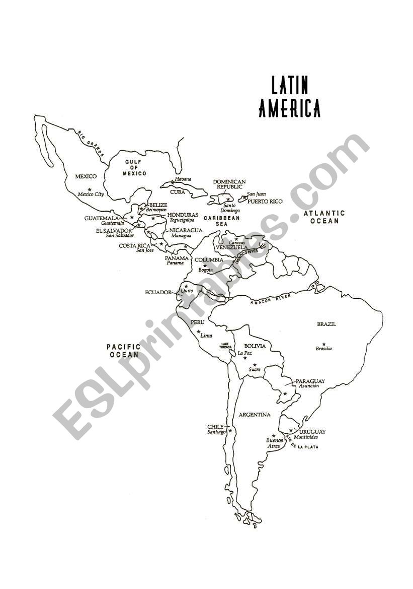 Latin America Map worksheet