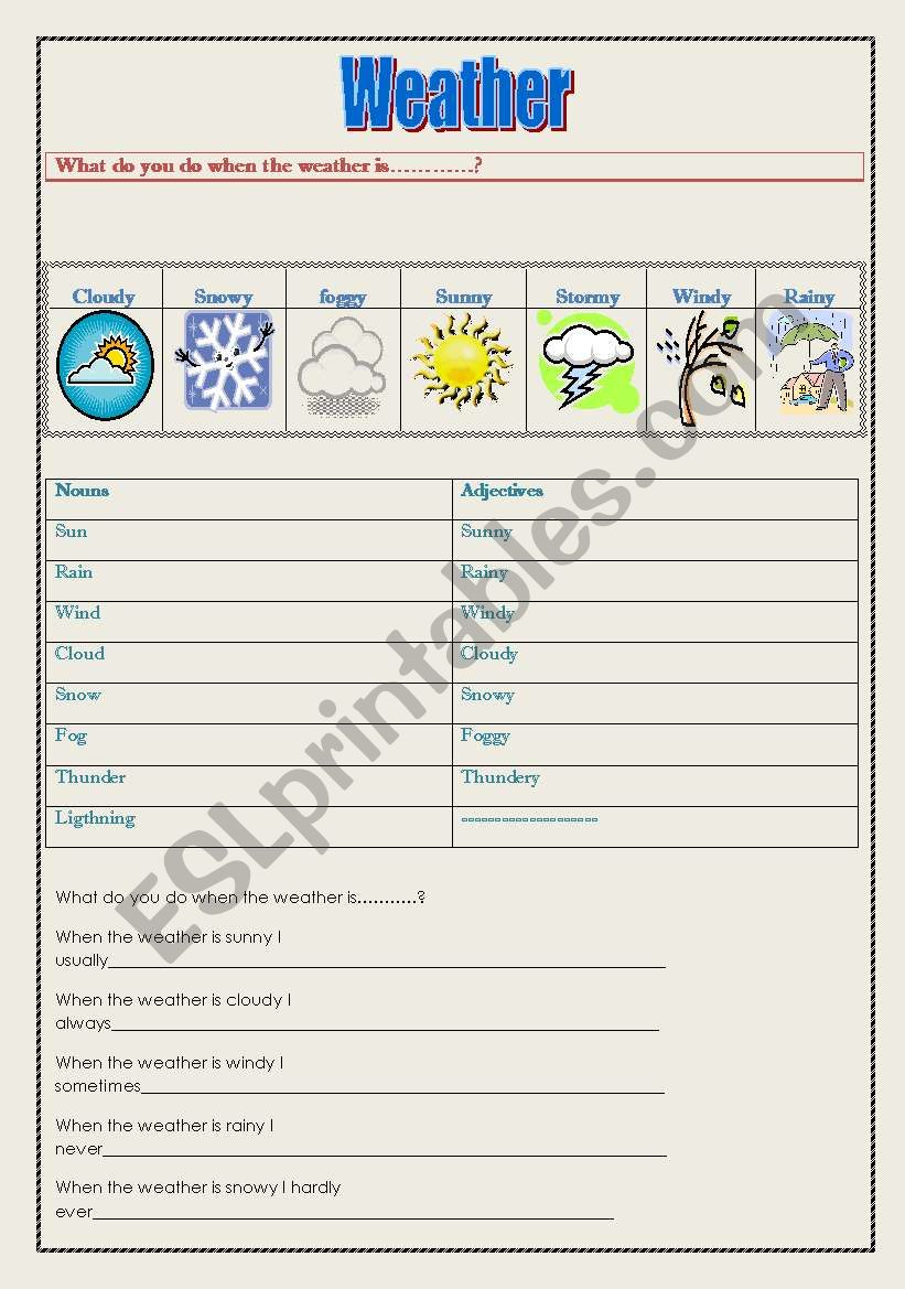 Weather worksheet