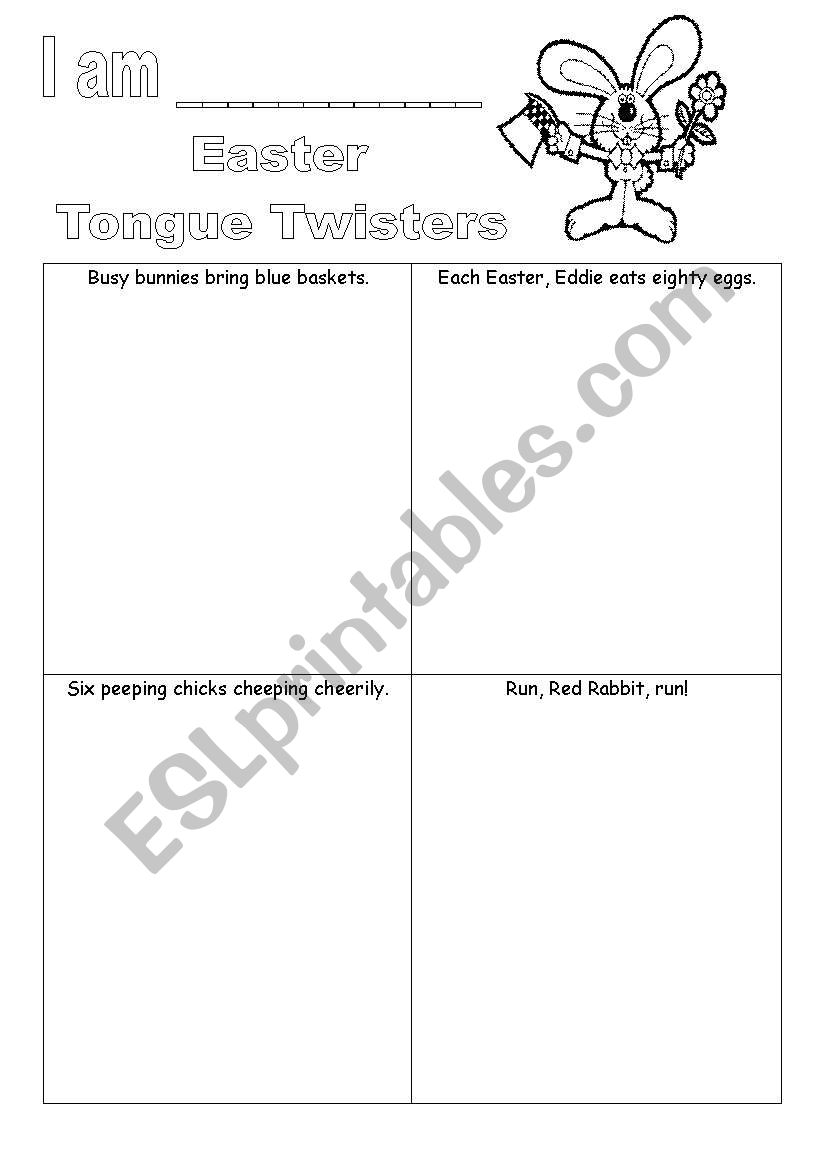 Tongue Twisters about Easter worksheet