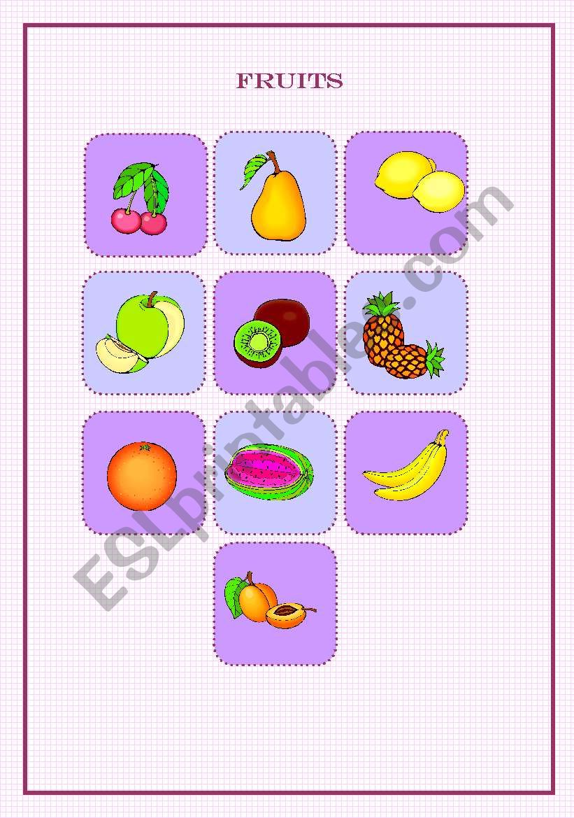 FRUITS - MEMORY GAME   (2 PAGES)